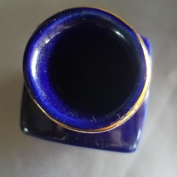 Vintage Japanese Cobalt Blue Gold Porcelain Miniature Bud Vase flowers 4" - Picture 4 of 5